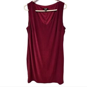 SLNY Maroon V Neck Sleeveless Lined Sheath Dress Size 14